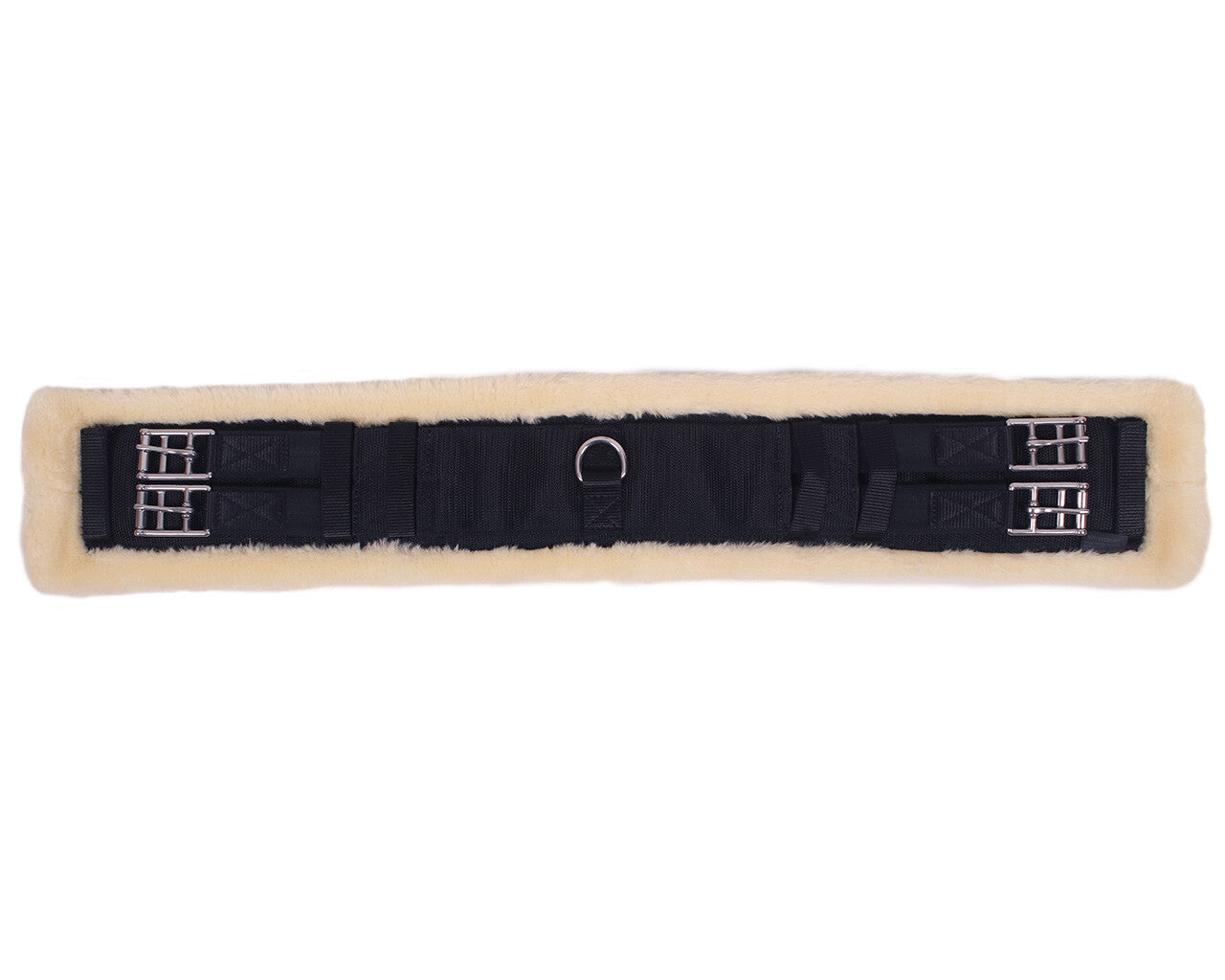 Black dressage girth with cream fleece lining - compatible with Inky Dinky Saddles for ponies and small horses